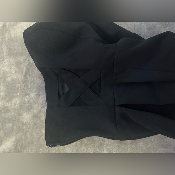 Black Flowy Strapless High & Low Mini Dress - Picture 3 of 5